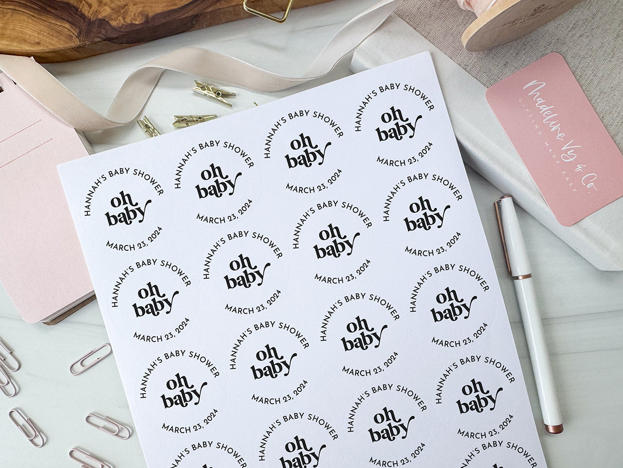 DIY Baby Shower Party Favor Stickers Template