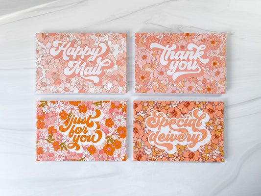 Retro Floral Set of 100 Thank You Cards