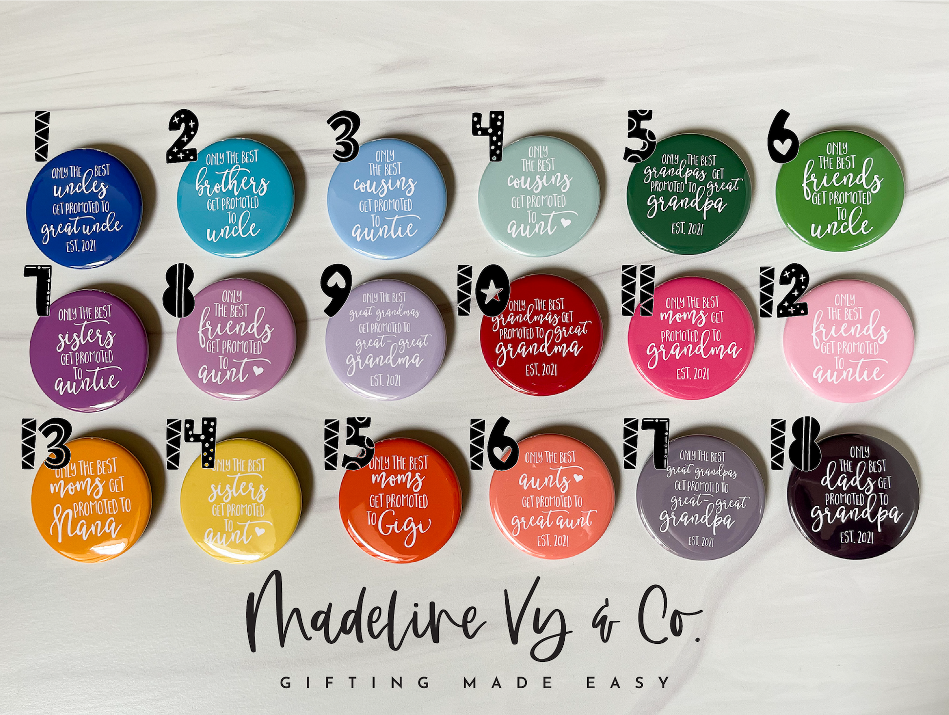Wedding Button Pins, Magnets, Keychains – Madeline Vy & Company