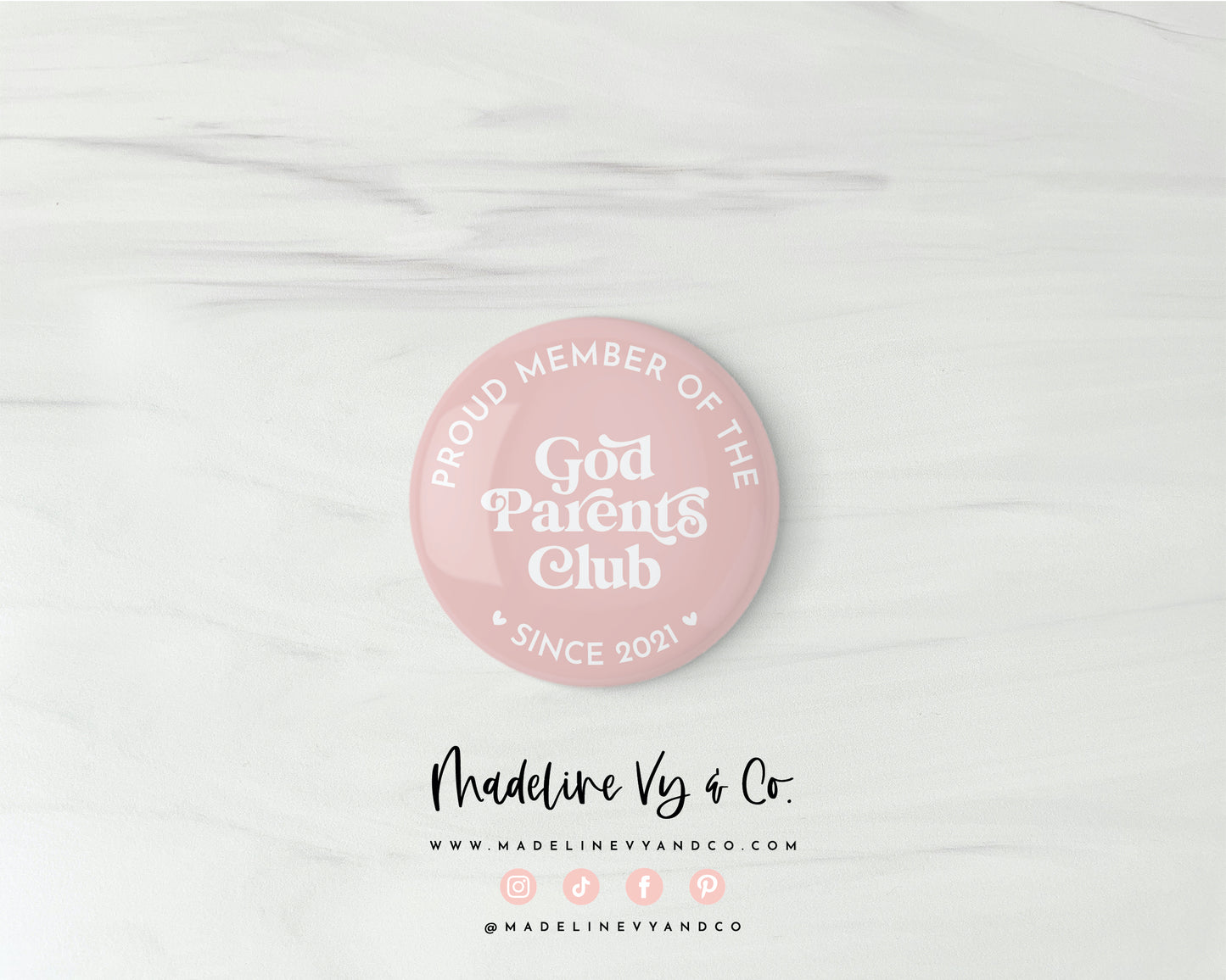 Godparents Club Badge Pins, Magnets, Keychains