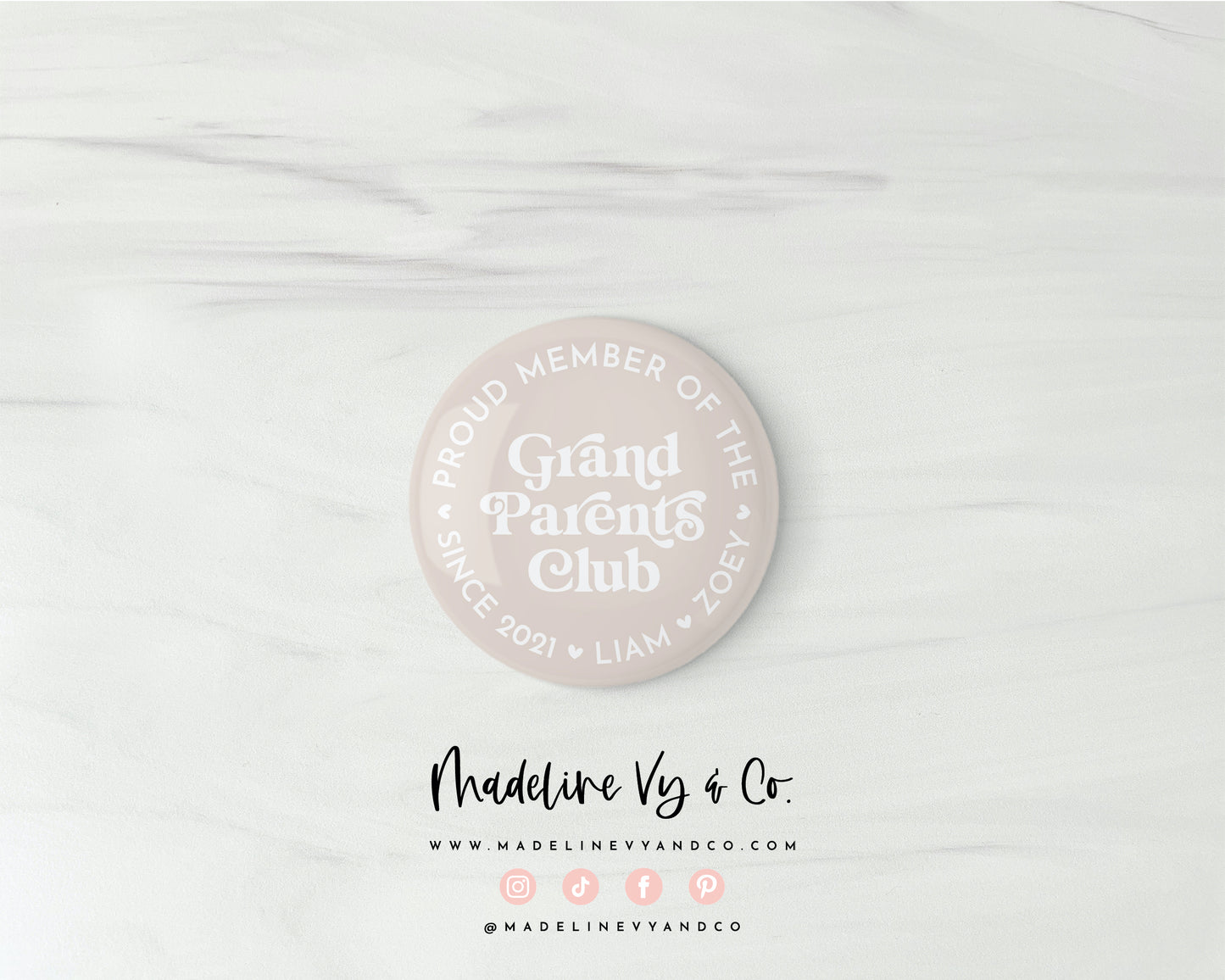 Grandparents Club Badge Pins, Magnets, Keychains