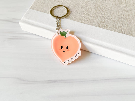 Stay Peachy Acrylic Keychain