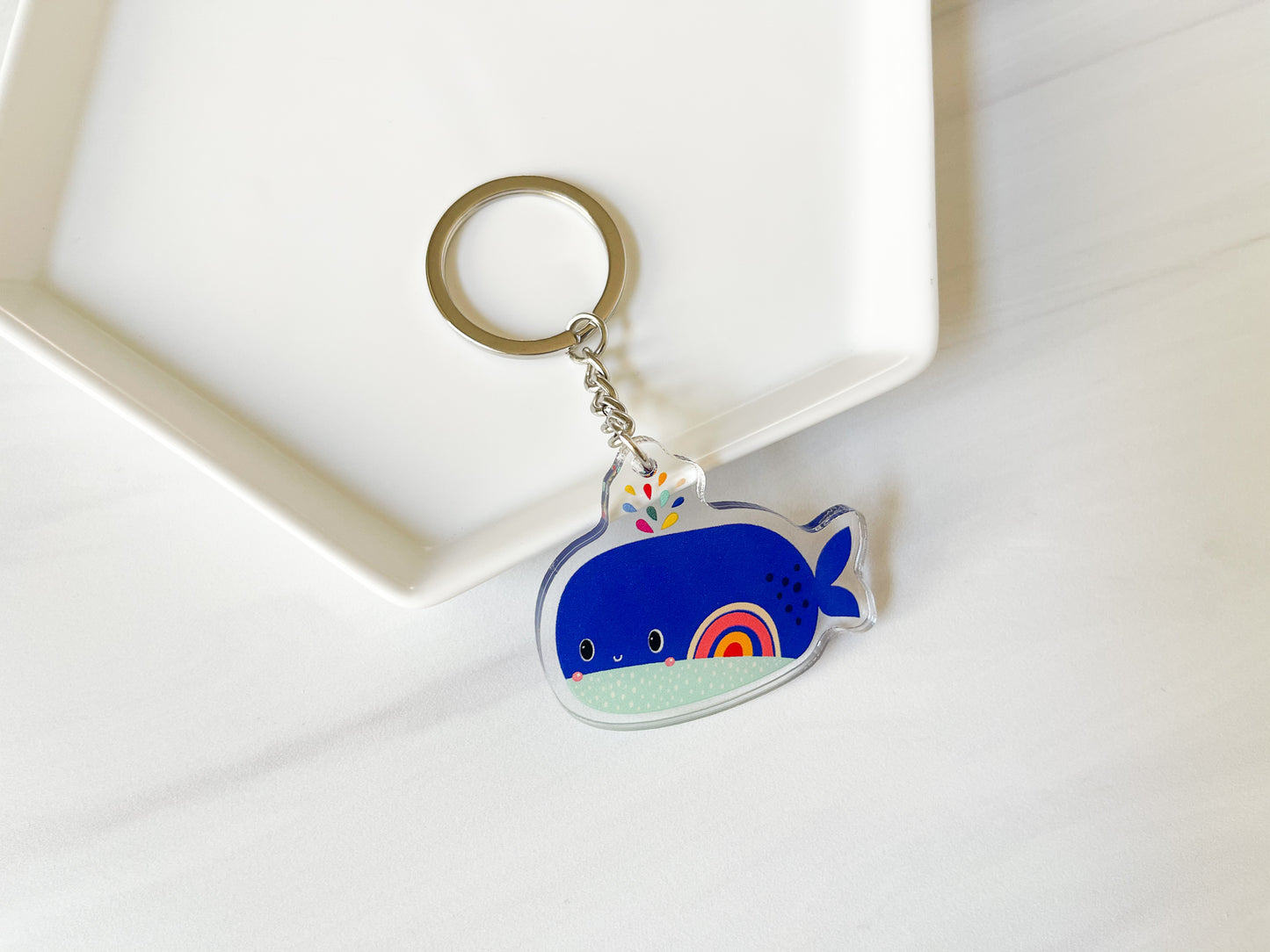 Rainbow Whale Acrylic Keychain
