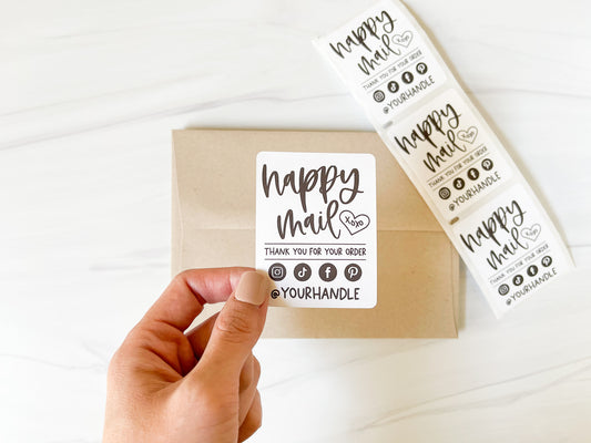 Social Media Icons Happy Mail Packaging Sticker