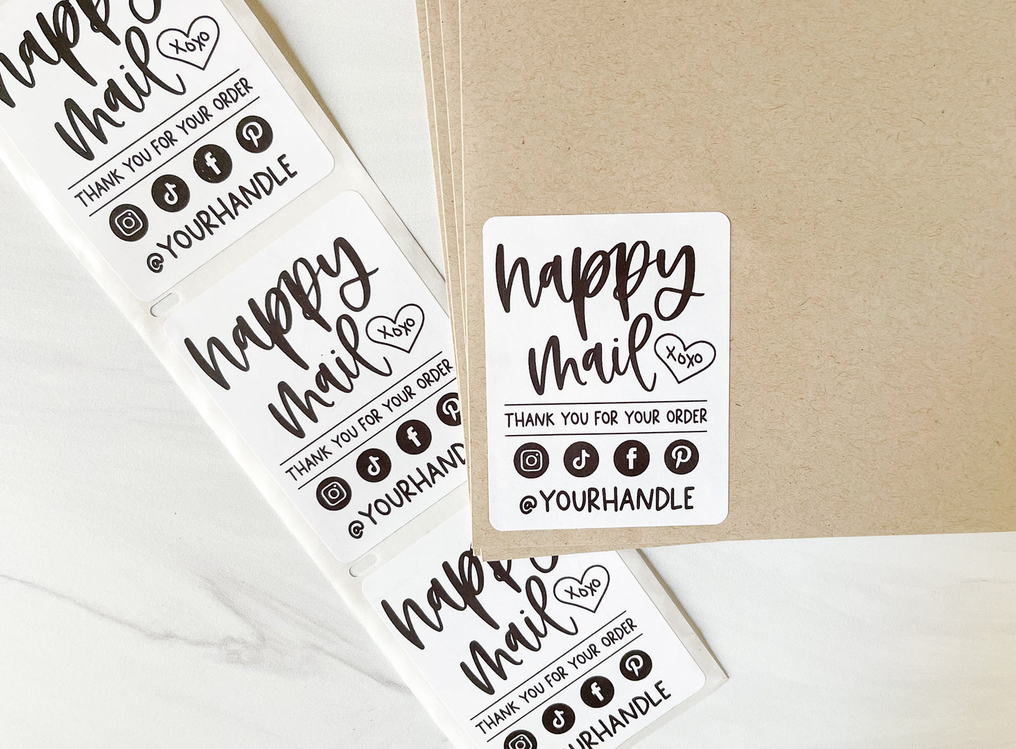 Social Media Icons Happy Mail Packaging Sticker