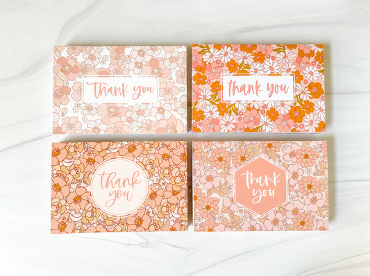 Floral Set of 100 Thank You Cards