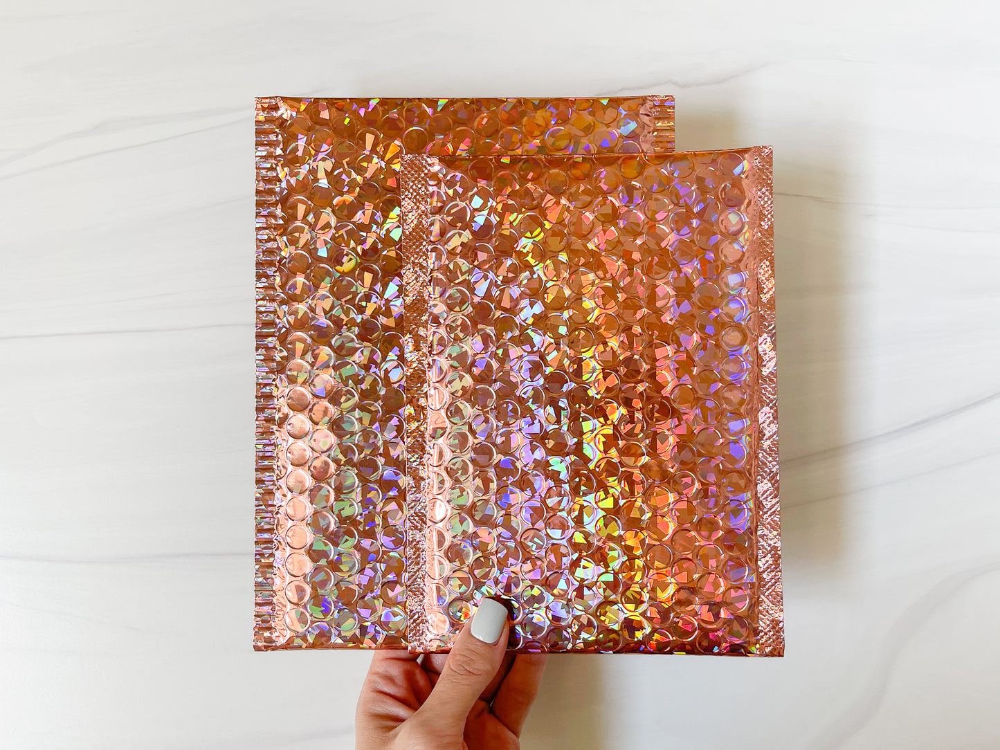 Rose Gold Holographic Bubble Mailer