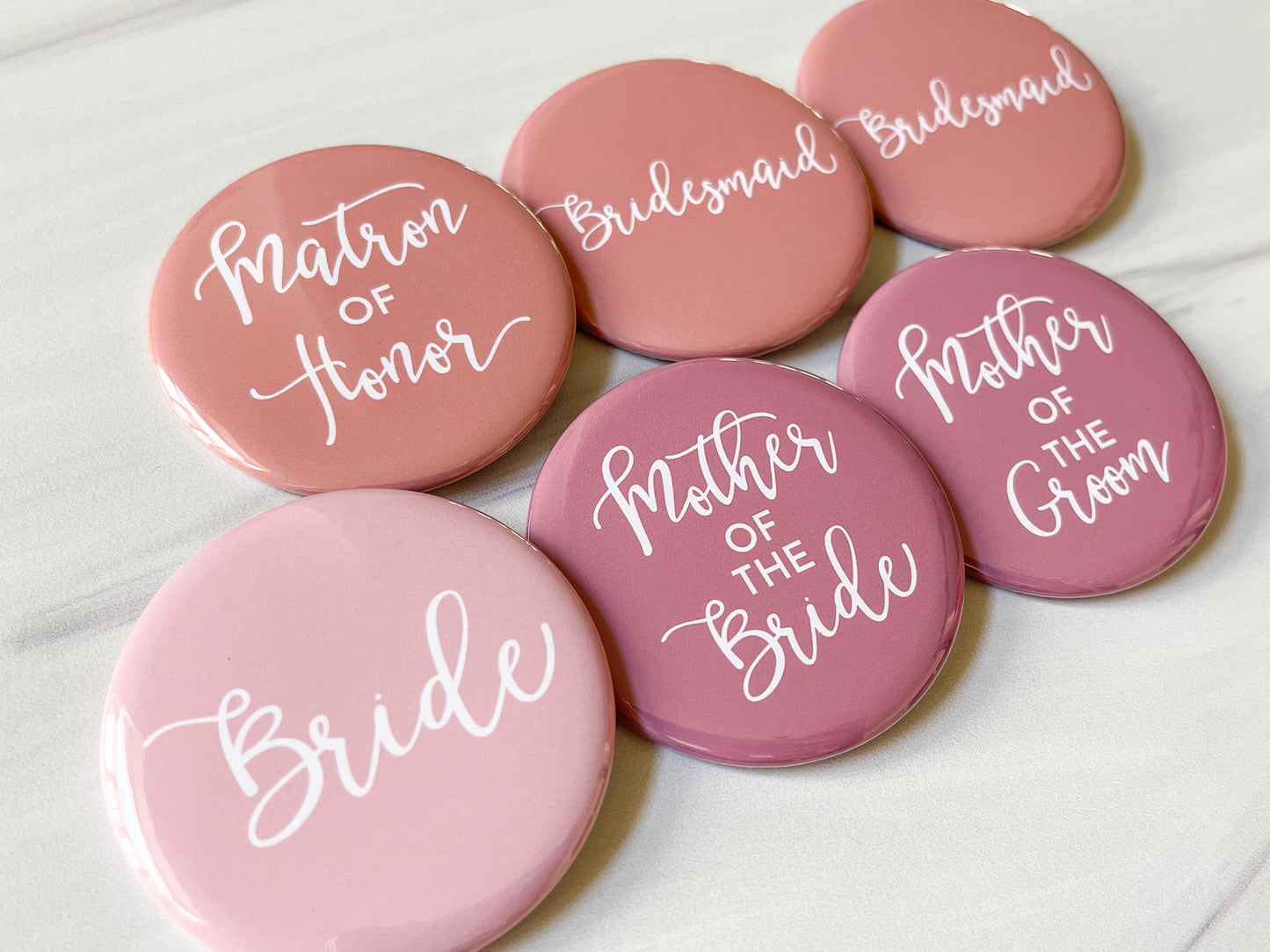 Wedding Button Pins, Magnets, Keychains